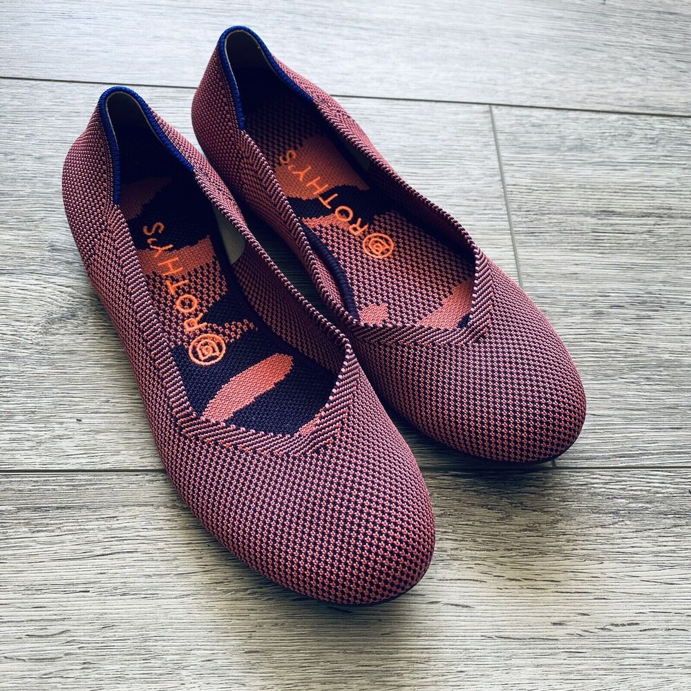 Rothys The Flat Size 9 Rose Double Stitch Knit Fabric Slip On Ballet Retired